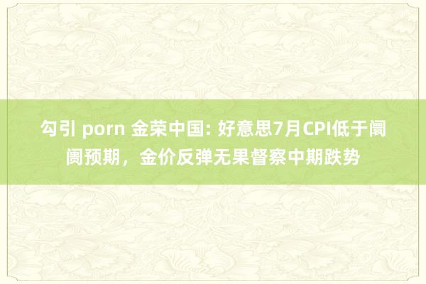勾引 porn 金荣中国: 好意思7月CPI低于阛阓预期，金价反弹无果督察中期跌势