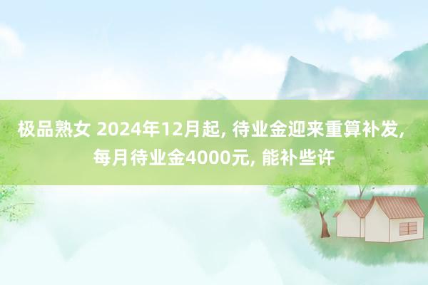 极品熟女 2024年12月起, 待业金迎来重算补发, 每月待业金4000元, 能补些许