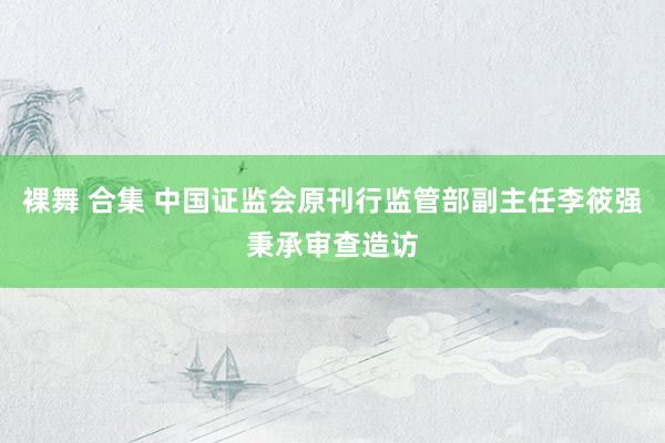 裸舞 合集 中国证监会原刊行监管部副主任李筱强秉承审查造访