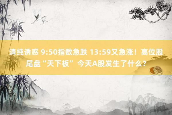 清纯诱惑 9:50指数急跌 13:59又急涨！高位股尾盘“天下板” 今天A股发生了什么？