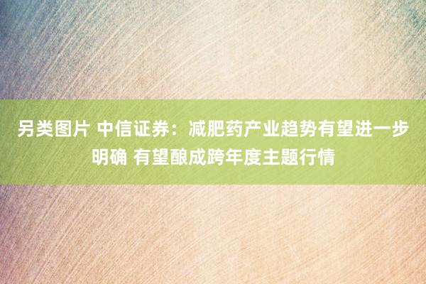 另类图片 中信证券：减肥药产业趋势有望进一步明确 有望酿成跨年度主题行情