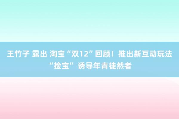 王竹子 露出 淘宝“双12”回顾！推出新互动玩法“捡宝” 诱导年青徒然者