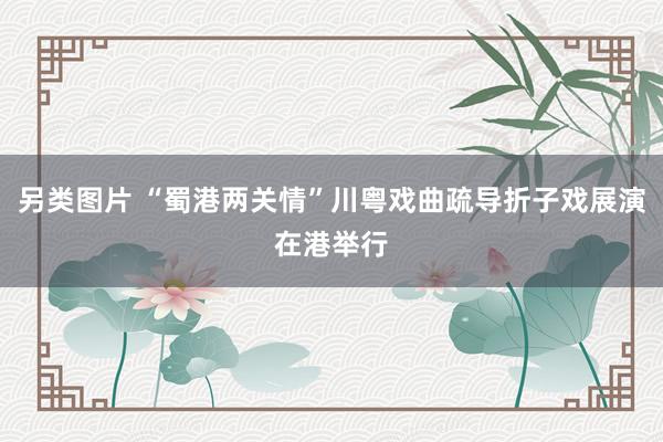 另类图片 “蜀港两关情”川粤戏曲疏导折子戏展演在港举行