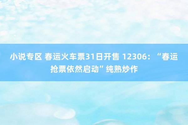 小说专区 春运火车票31日开售 12306：“春运抢票依然启动”纯熟炒作