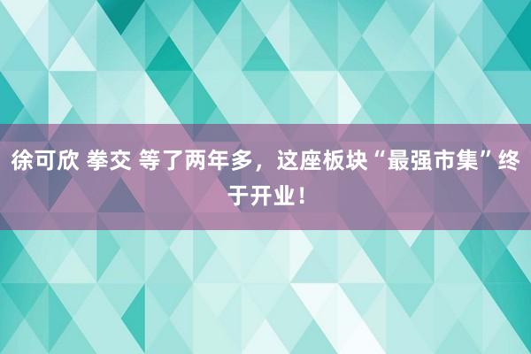 徐可欣 拳交 等了两年多，这座板块“最强市集”终于开业！