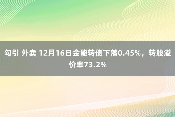 勾引 外卖 12月16日金能转债下落0.45%，转股溢价率73.2%