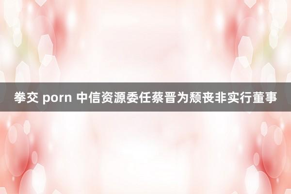 拳交 porn 中信资源委任蔡晋为颓丧非实行董事