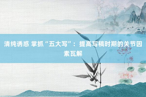 清纯诱惑 掌抓“五大写”：提高写稿时期的关节因素瓦解