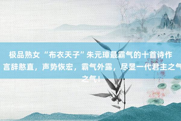 极品熟女 “布衣天子”朱元璋最霸气的十首诗作：言辞憨直，声势恢宏，霸气外露，尽显一代君主之气！