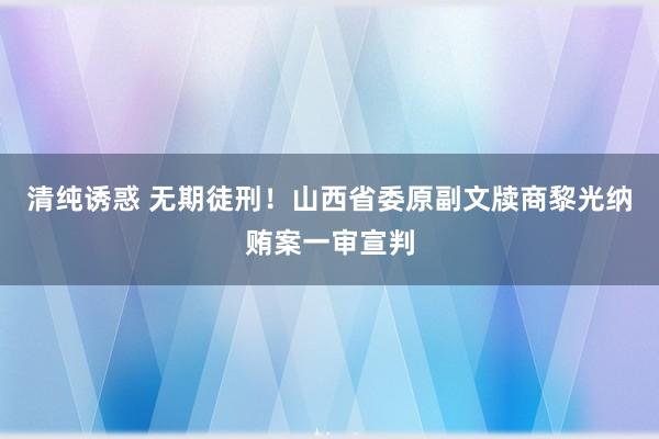 清纯诱惑 无期徒刑！山西省委原副文牍商黎光纳贿案一审宣判