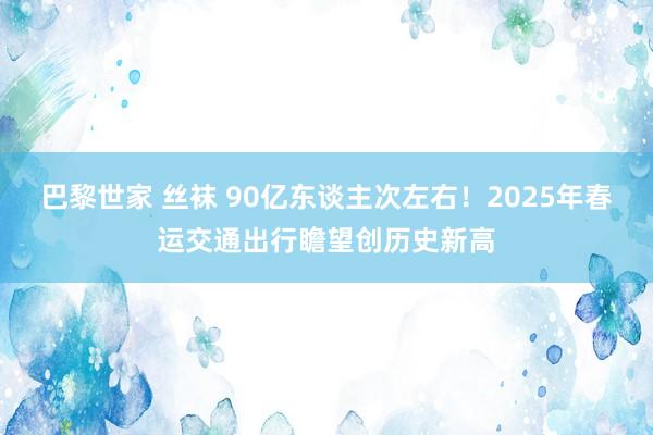 巴黎世家 丝袜 90亿东谈主次左右！2025年春运交通出行瞻望创历史新高