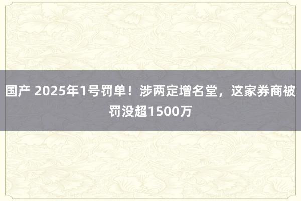 国产 2025年1号罚单！涉两定增名堂，这家券商被罚没超1500万