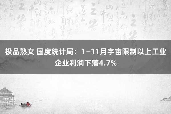 极品熟女 国度统计局：1—11月宇宙限制以上工业企业利润下落4.7%