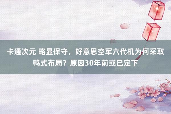 卡通次元 略显保守，好意思空军六代机为何采取鸭式布局？原因30年前或已定下