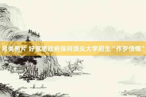 另类图片 好意思政府探问顶尖大学招生“作歹愤慨”
