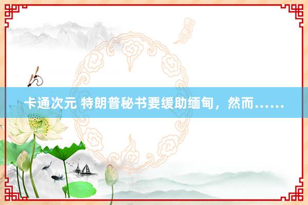 卡通次元 特朗普秘书要缓助缅甸，然而……