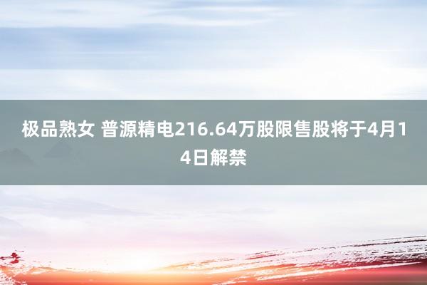 极品熟女 普源精电216.64万股限售股将于4月14日解禁