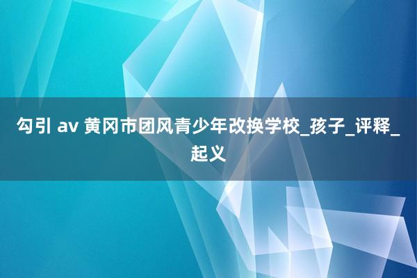 勾引 av 黄冈市团风青少年改换学校_孩子_评释_起义