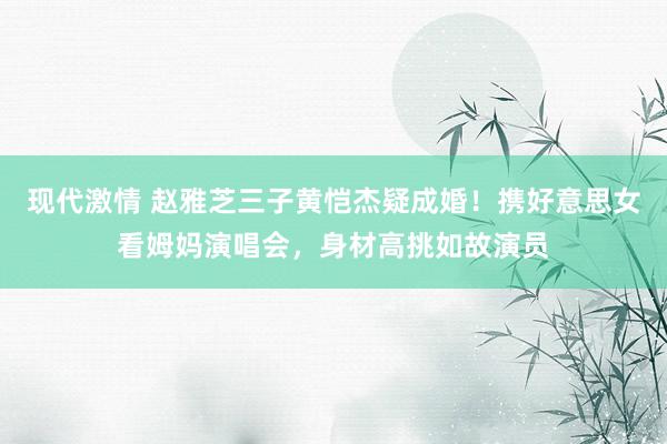 现代激情 赵雅芝三子黄恺杰疑成婚！携好意思女看姆妈演唱会，身材高挑如故演员